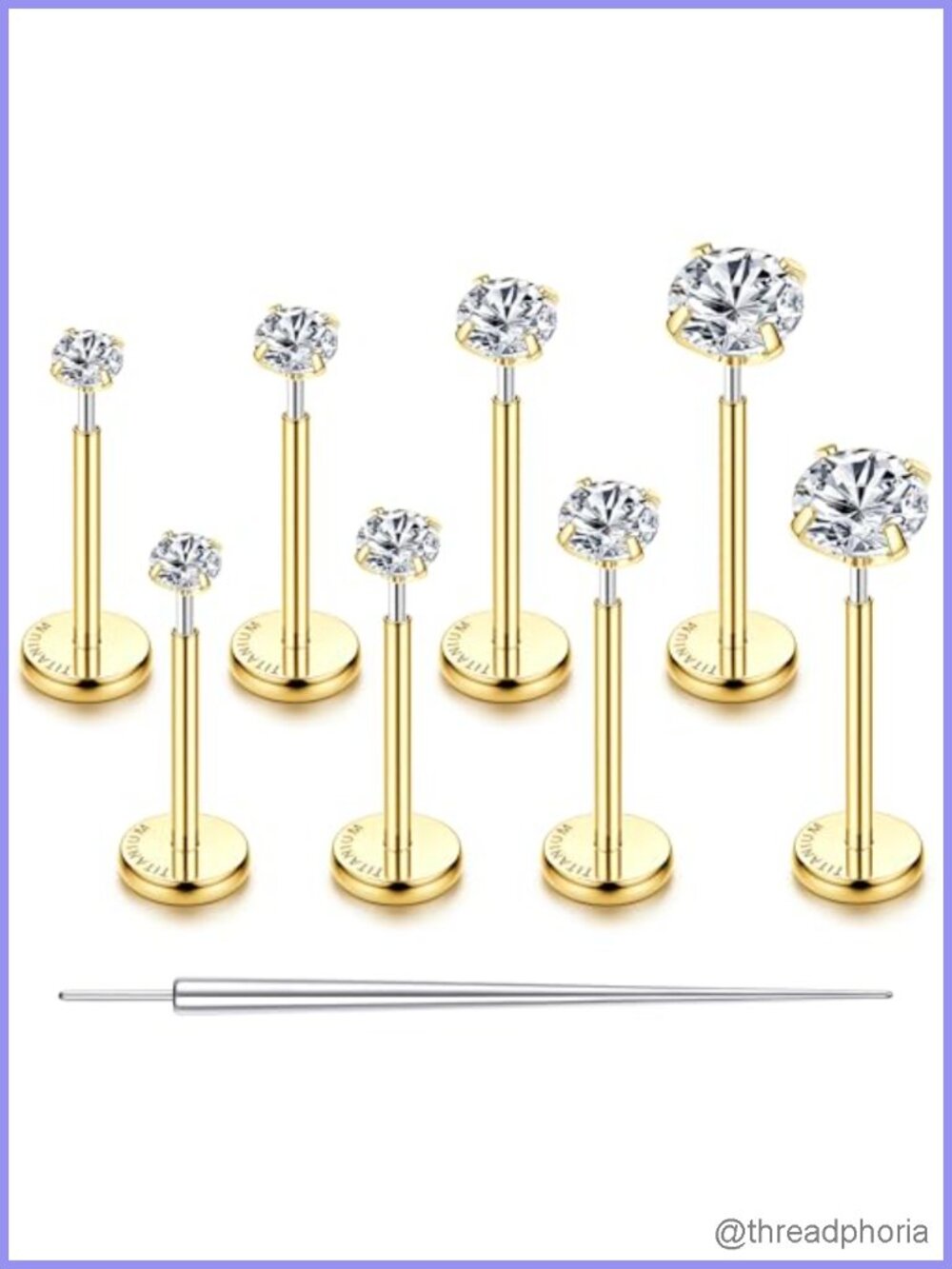 Titanium Threadless Flat Back Earrings Hypoallergenic Nose Studs Piercing